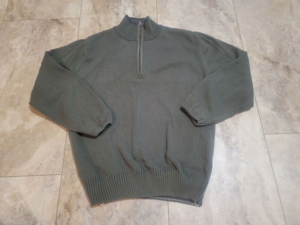 True Vintage Structure EXPRESS Men's Olive 3/4 Zip Sweater 90s Y2K Sz Large
